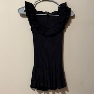 Worthington Black Ribbed Knit Top Size M